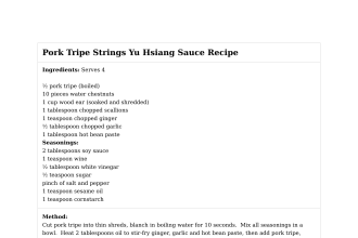 Pork Tripe Strings Yu Hsiang Sauce Recipe