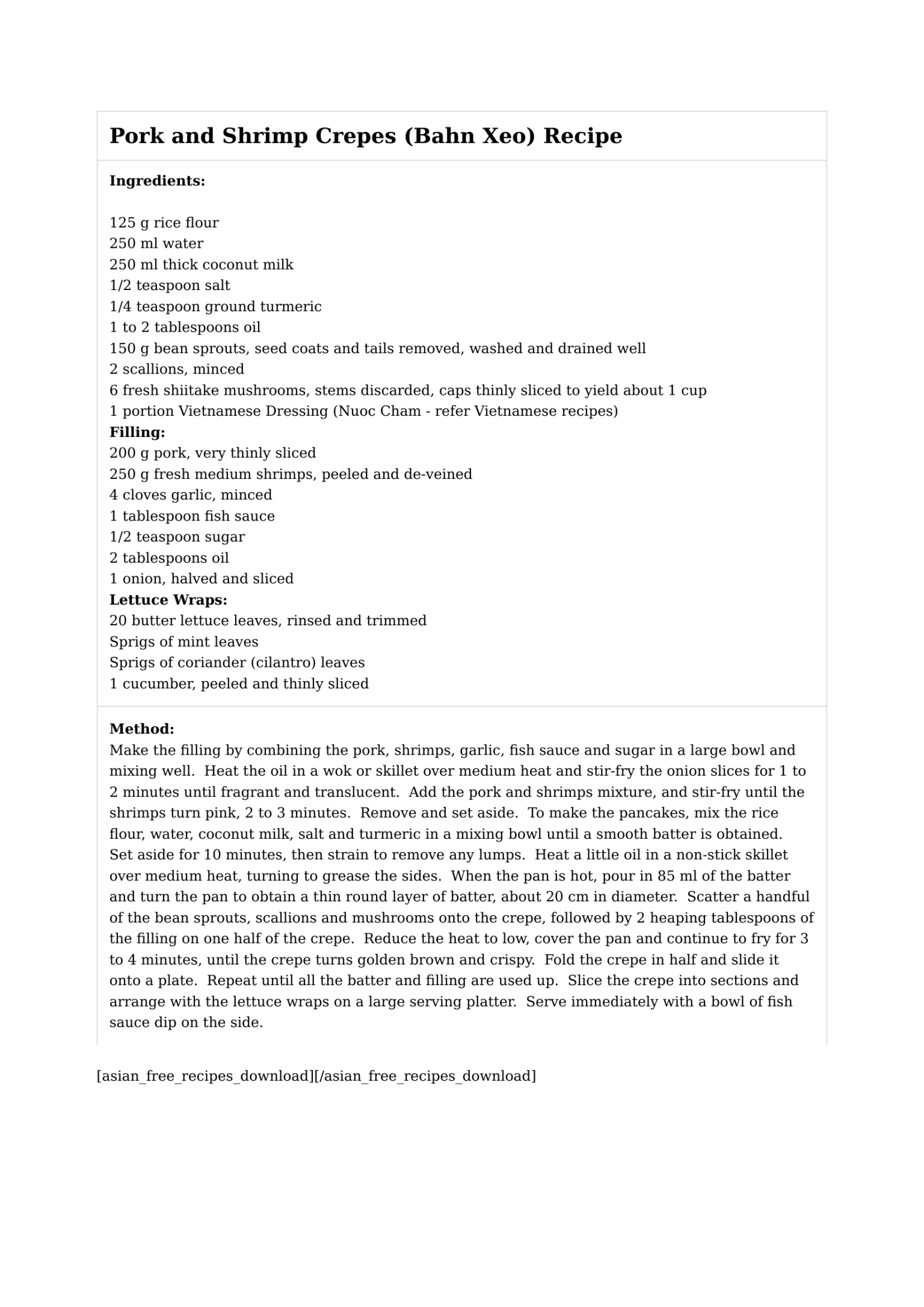 Pork and Shrimp Crepes (Bahn Xeo) Recipe