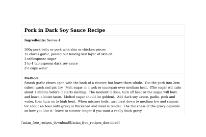 Pork in Dark Soy Sauce Recipe