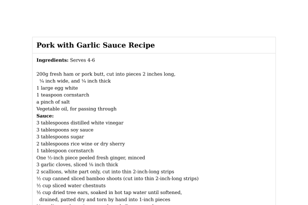 Pork with Garlic Sauce Recipe