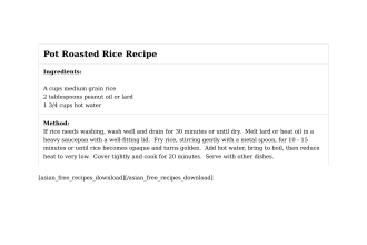 Pot Roasted Rice Recipe