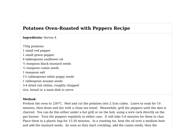 Potatoes Oven-Roasted with Peppers Recipe