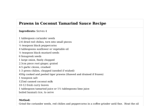 Prawns in Coconut Tamarind Sauce Recipe