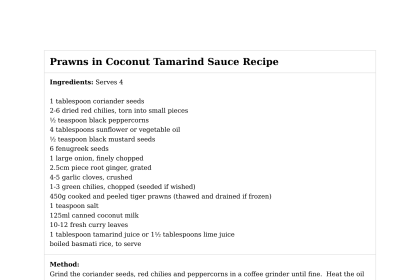 Prawns in Coconut Tamarind Sauce Recipe