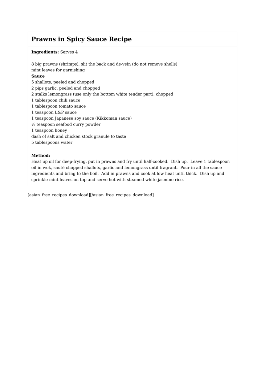 Prawns in Spicy Sauce Recipe