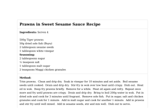 Prawns in Sweet Sesame Sauce Recipe