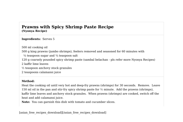 Prawns with Spicy Shrimp Paste Recipe