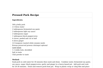 Pressed Pork Recipe