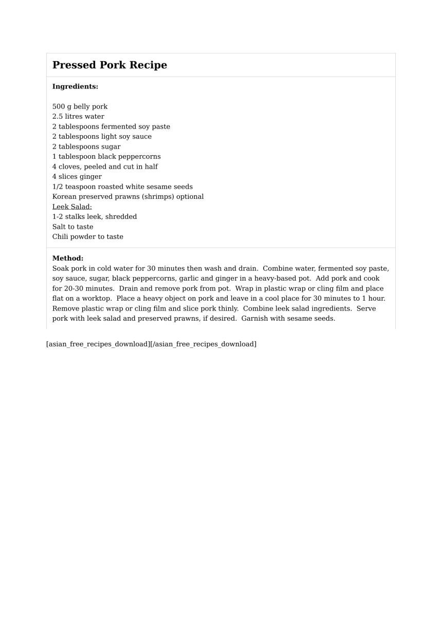 Pressed Pork Recipe