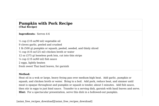 Pumpkin with Pork Recipe