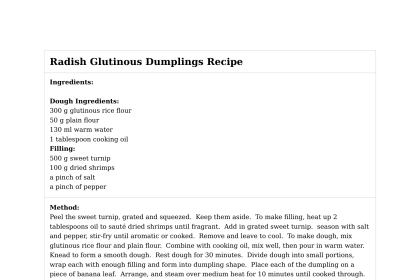 Radish Glutinous Dumplings Recipe