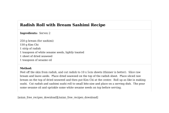 Radish Roll with Bream Sashimi Recipe