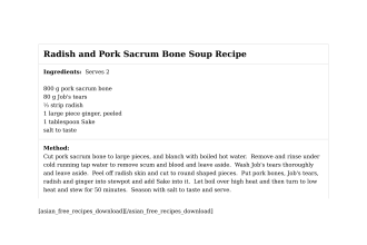Radish and Pork Sacrum Bone Soup Recipe