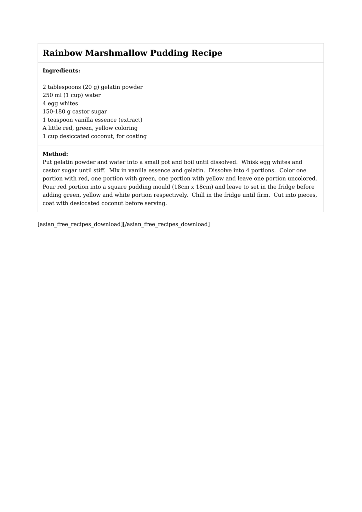 Rainbow Marshmallow Pudding Recipe