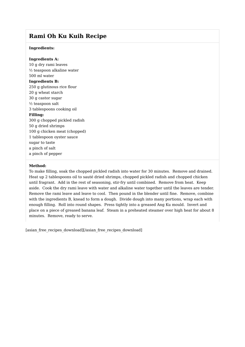 Rami Oh Ku Kuih Recipe
