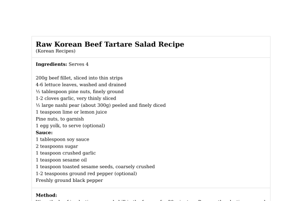 Raw Korean Beef Tartare Salad Recipe