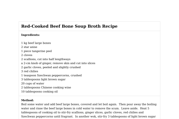 Red-Cooked Beef Bone Soup Broth Recipe