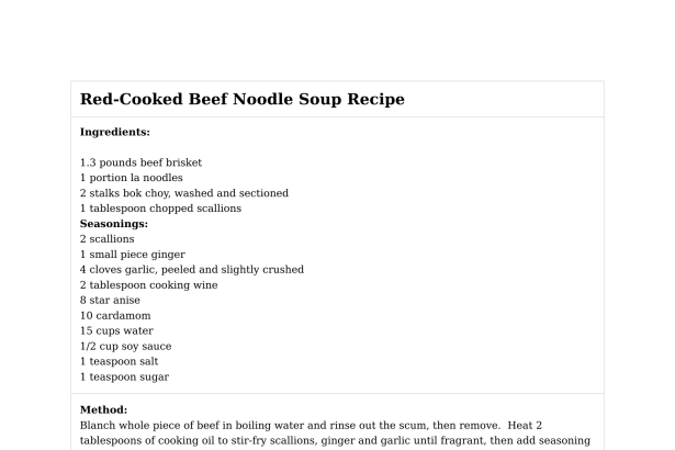 Red-Cooked Beef Noodle Soup Recipe