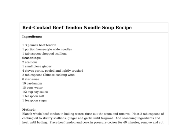 Red-Cooked Beef Tendon Noodle Soup Recipe