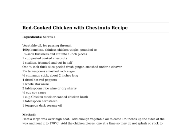 Red-Cooked Chicken with Chestnuts Recipe