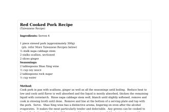 Red Cooked Pork Recipe