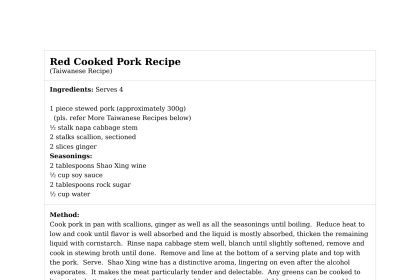 Red Cooked Pork Recipe