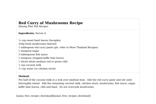 Red Curry of Mushrooms Recipe