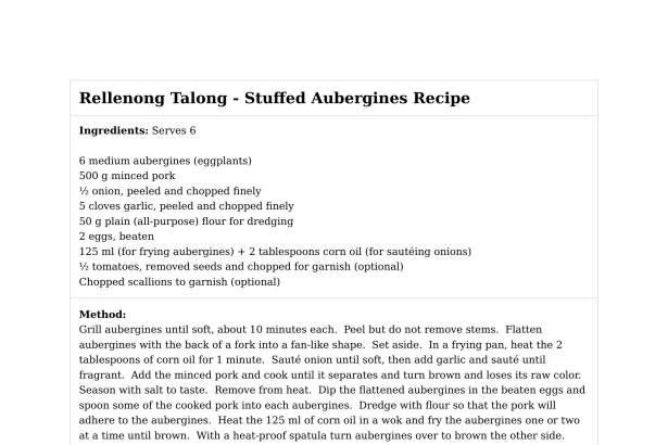 Rellenong Talong - Stuffed Aubergines Recipe