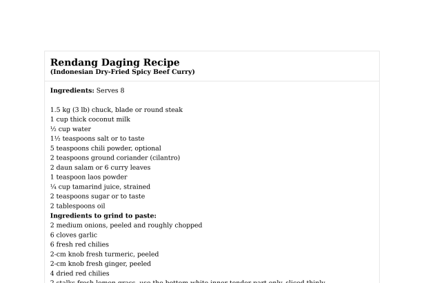 Rendang Daging Recipe