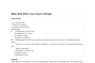 Ribs Red Wine Lees Sauce Recipe