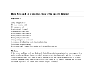 Rice Cooked in Coconut Milk with Spices Recipe