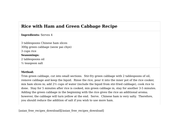 Rice with Ham and Green Cabbage Recipe