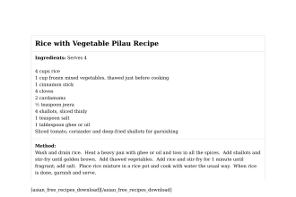Rice with Vegetable Pilau Recipe