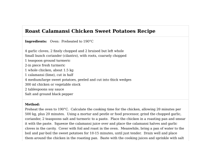 Roast Calamansi Chicken Sweet Potatoes Recipe