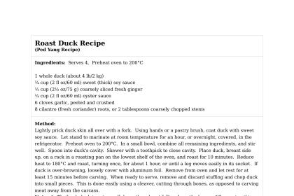 Roast Duck Recipe