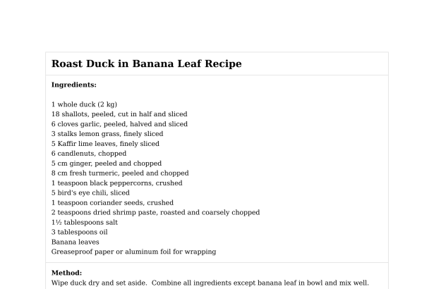 Roast Duck in Banana Leaf Recipe