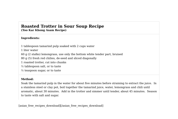 Roasted Trotter in Sour Soup Recipe