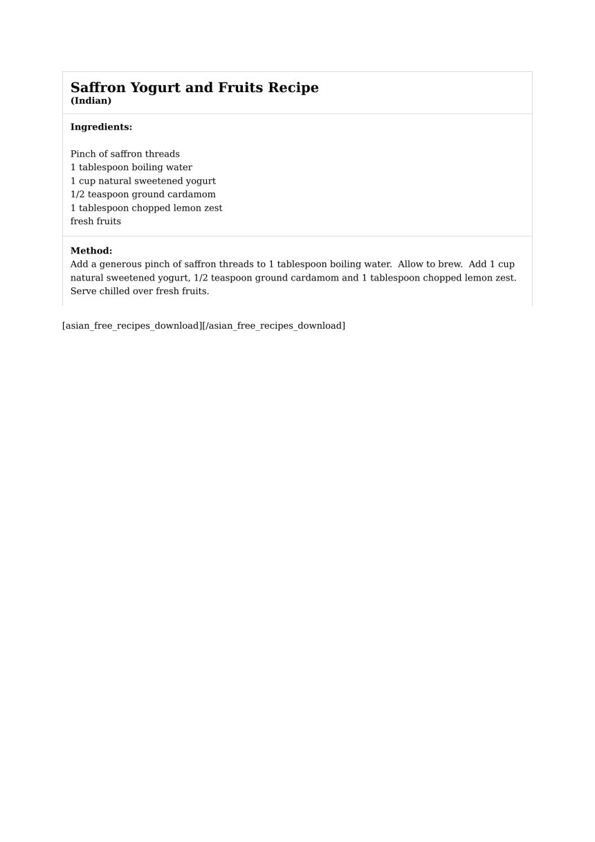 Saffron Yogurt and Fruits Recipe