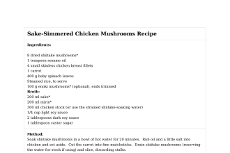 Sake-Simmered Chicken Mushrooms Recipe