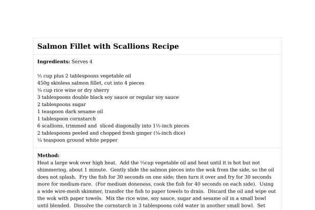 Salmon Fillet with Scallions Recipe
