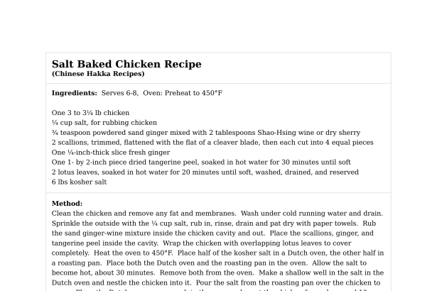 Salt Baked Chicken Recipe