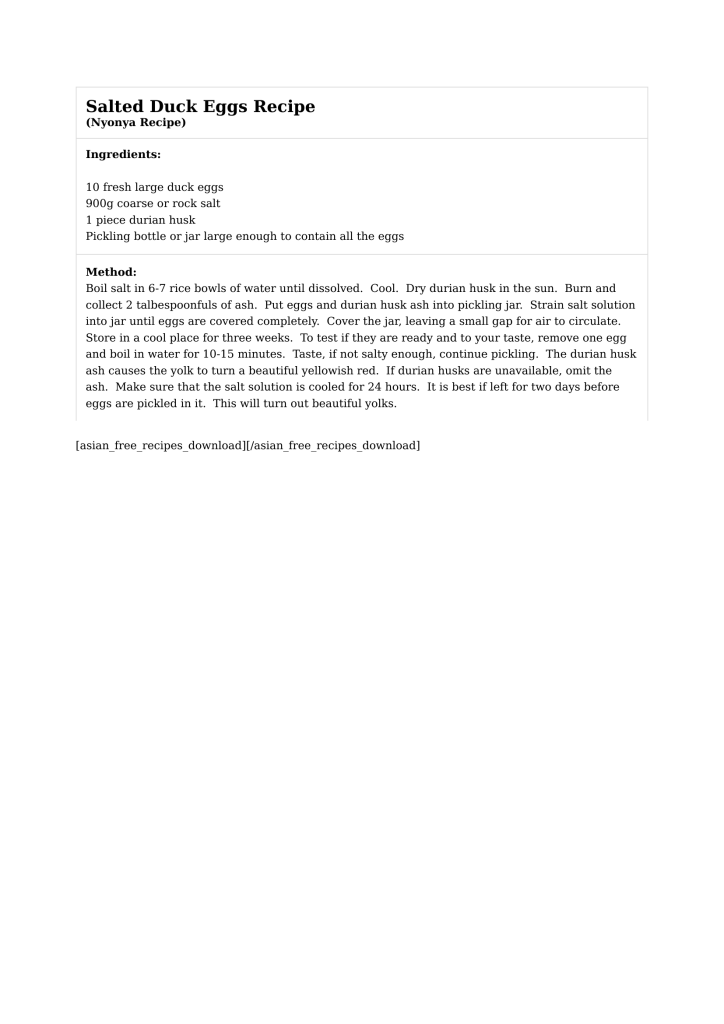 Salted Duck Eggs Recipe