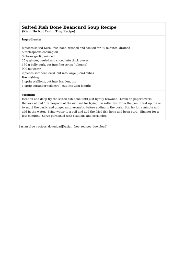 Salted Fish Bone Beancurd Soup Recipe