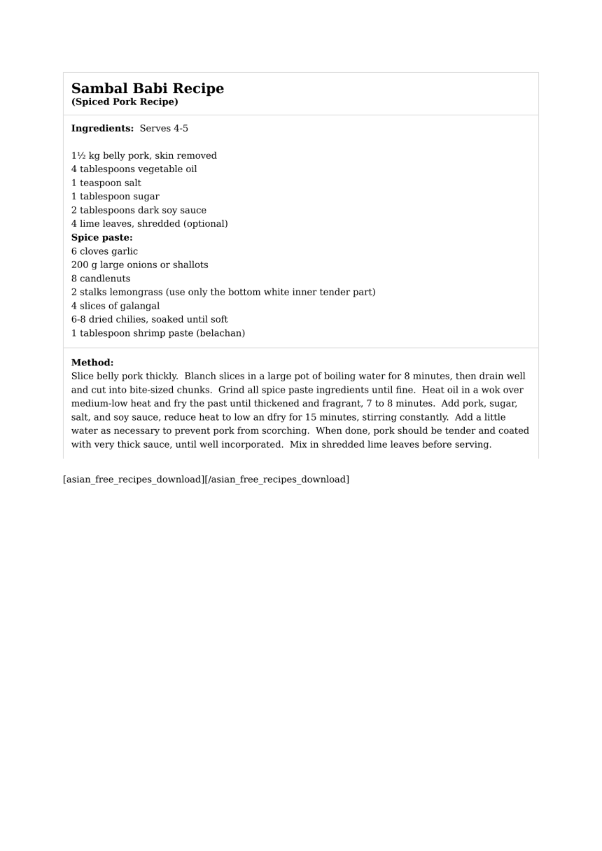 Sambal Babi Recipe