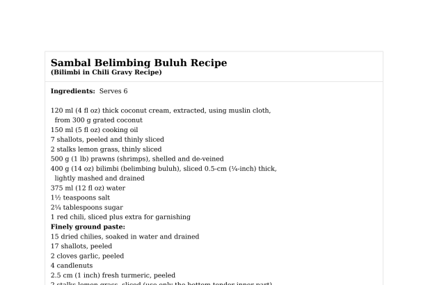 Sambal Belimbing Buluh Recipe