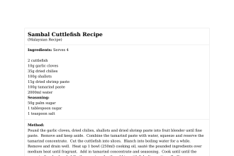 Sambal Cuttlefish Recipe