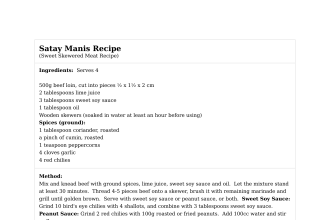 Satay Manis Recipe