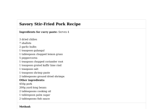 Savory Stir-Fried Pork Recipe