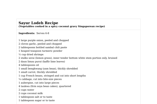 Sayur Lodeh Recipe