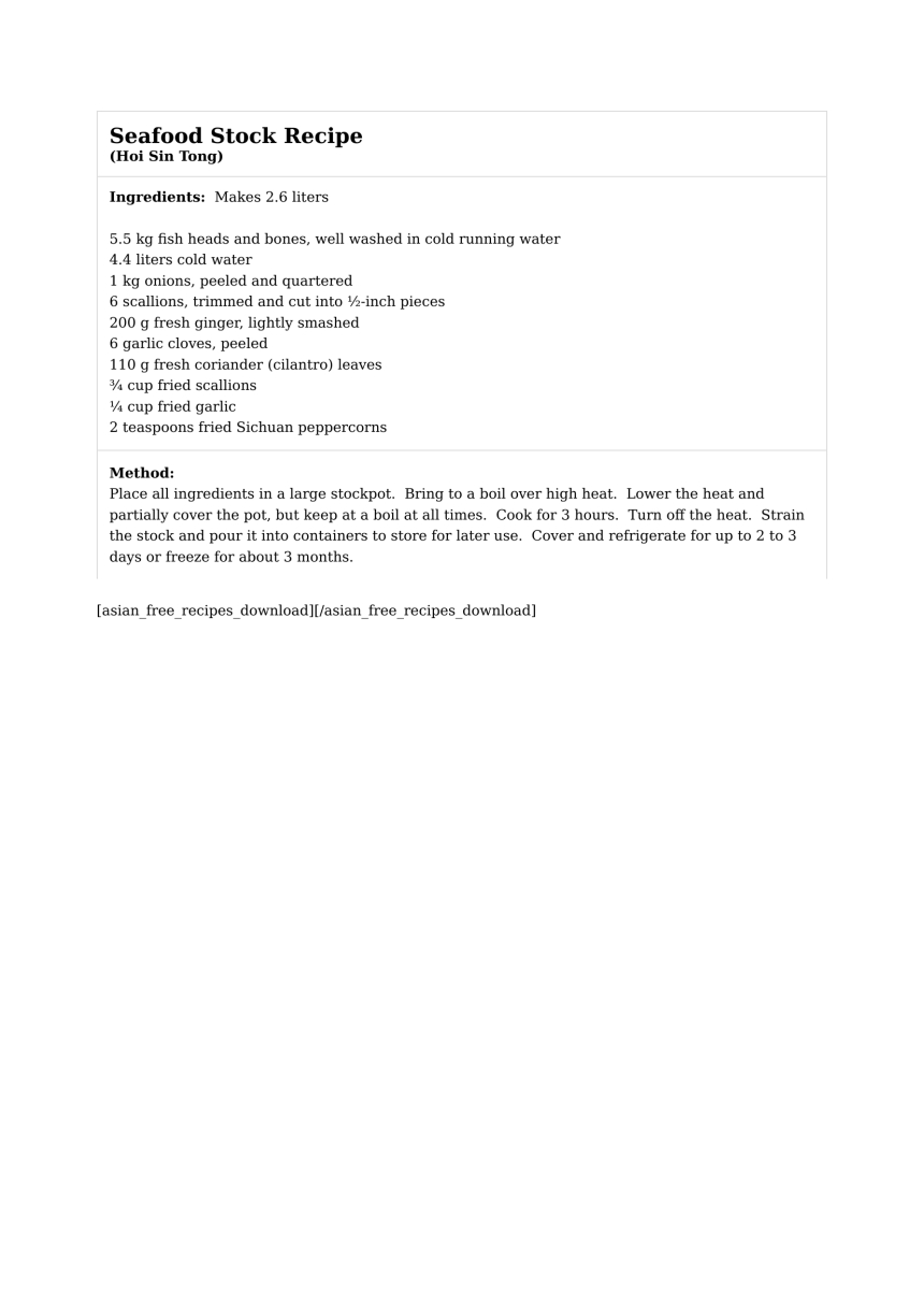 Seafood Stock Recipe